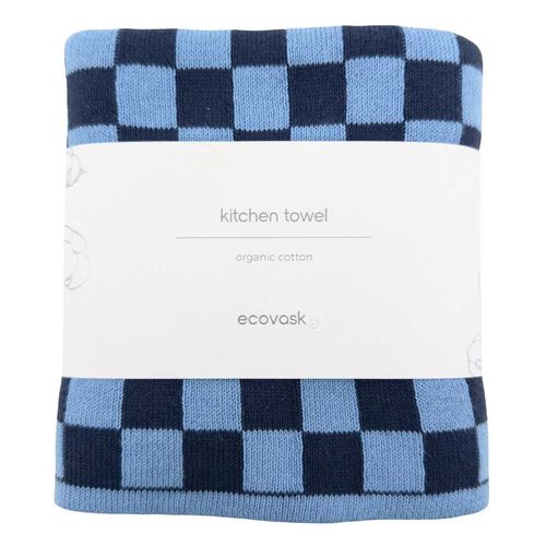 Ecovask The Ultimate Tea Towel - Navy Cornflower Cheq